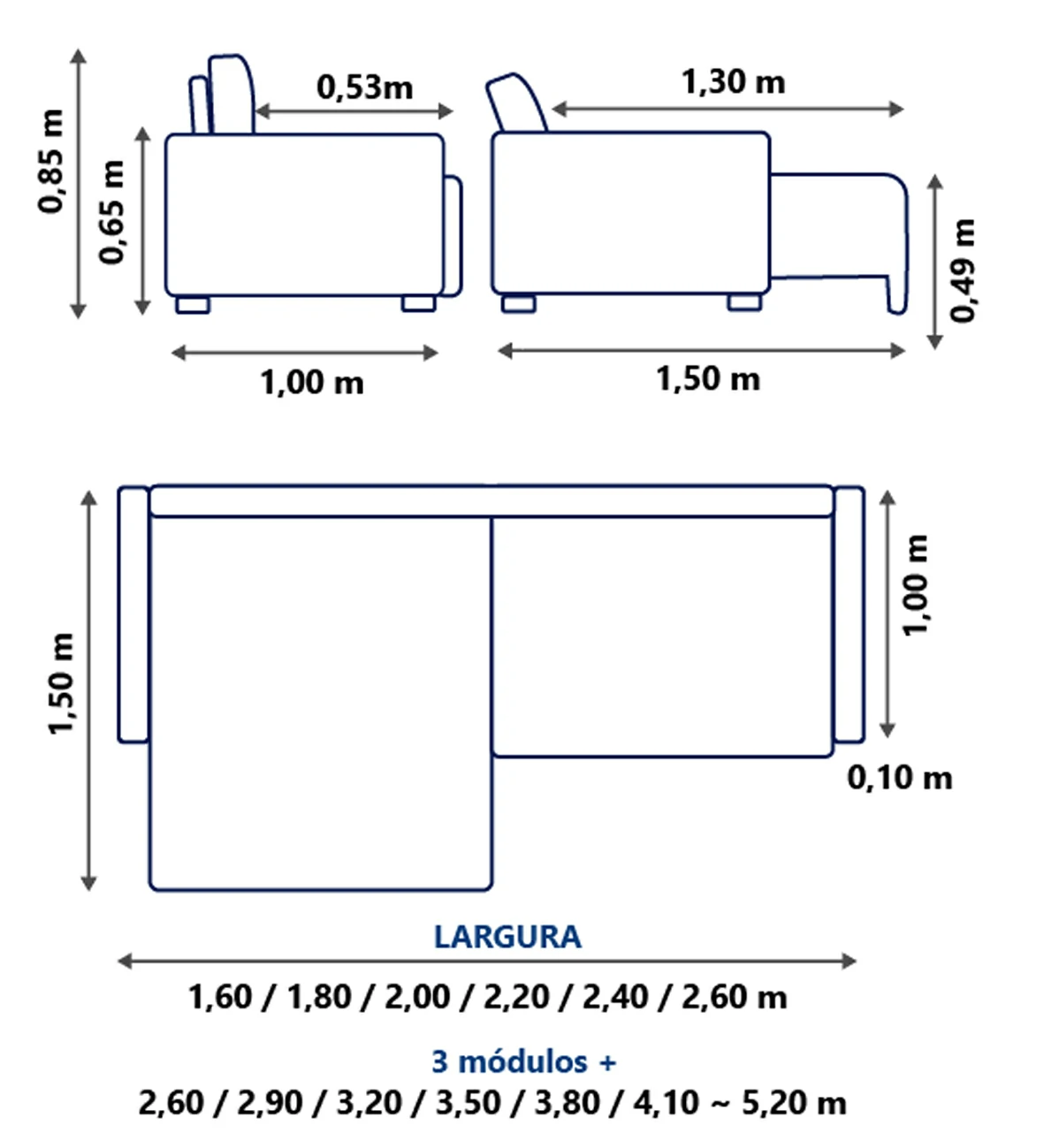 Sofá sem Caixa Medidas-Dream