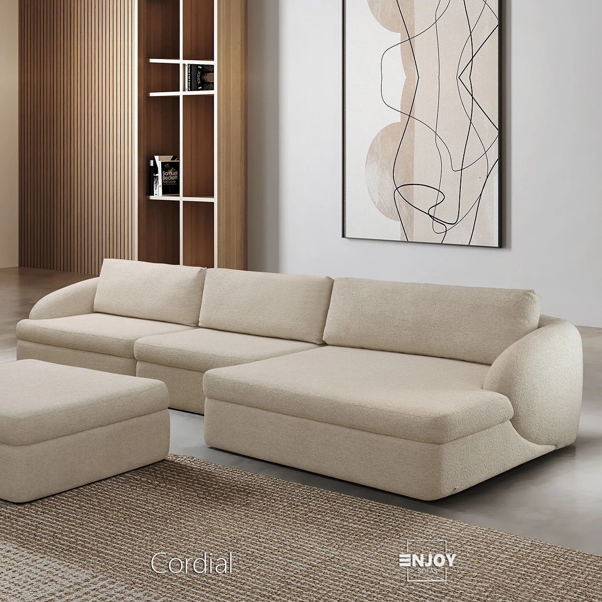 Sofá Fixo (Living) Chaise Cordial
largura: 2,00 m até 6,40 m
Profundidade Módulos: 1,10 m / Chaise: 1,45 m
Mais de 50 cores e tecidos diferentes.
Espuma HR, Molas Ensacadas, Madeira Maciça.
Pillow Top Confortável .
Acabamento e Qualidade impecável com linhas Curvas (Orgânico).