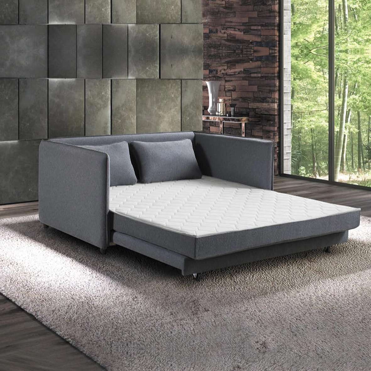 Sofá Cama Casal Colchão S.
Largura (braço a braço): 1,54 m
Profundidade: 1,00 m (fechado) / 2,04 m (aberto).
Colchão medida: 1,38 x 1,92 m
Mais de 50 cores e tecidos diferentes, linho, veludo suede, boucle, tecidos impermeáveis, acquablock e outros.
Espuma High Soft de alta qualidade, estrutura com Madeira Maciça, tratada, anti-cupim.
Sofá que vira uma cama para utilizar em escritórios, segundo quarto e acomodar as visitas com uma boa noite de sono.